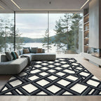 Charcoal Geometric Lattice Interlocking Grid Rug