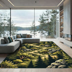 Forest Path Verdant Pine Landscape Rug