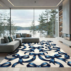 Elegant Navy Blue Satin Ribbon Art Rug