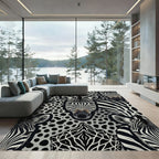 Bold Black White Zebra Herd Rug