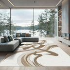 Abstract Zen Swirls in Earthy Brown Rug