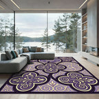 Ornate Purple Yellow Floral Swirls Rug