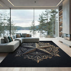 Ornate Silver Celtic Star Mandala Rug