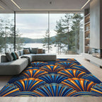 Art Deco Gold and Sapphire Fan Rug