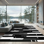 Monochrome Abstract Bar Rectangles Rug