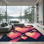 Coral Hearts Diagonal Stripe Composition Rug