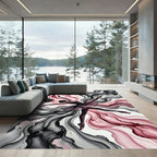 Crimson Black Swirling Ink Ballerina Rug