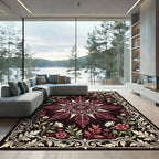 Ornate Crimson Floral Star Medallion Rug