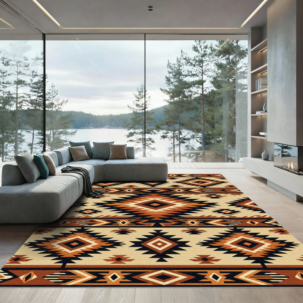 Bold Earthy Geometric Southwest Diamond Rug