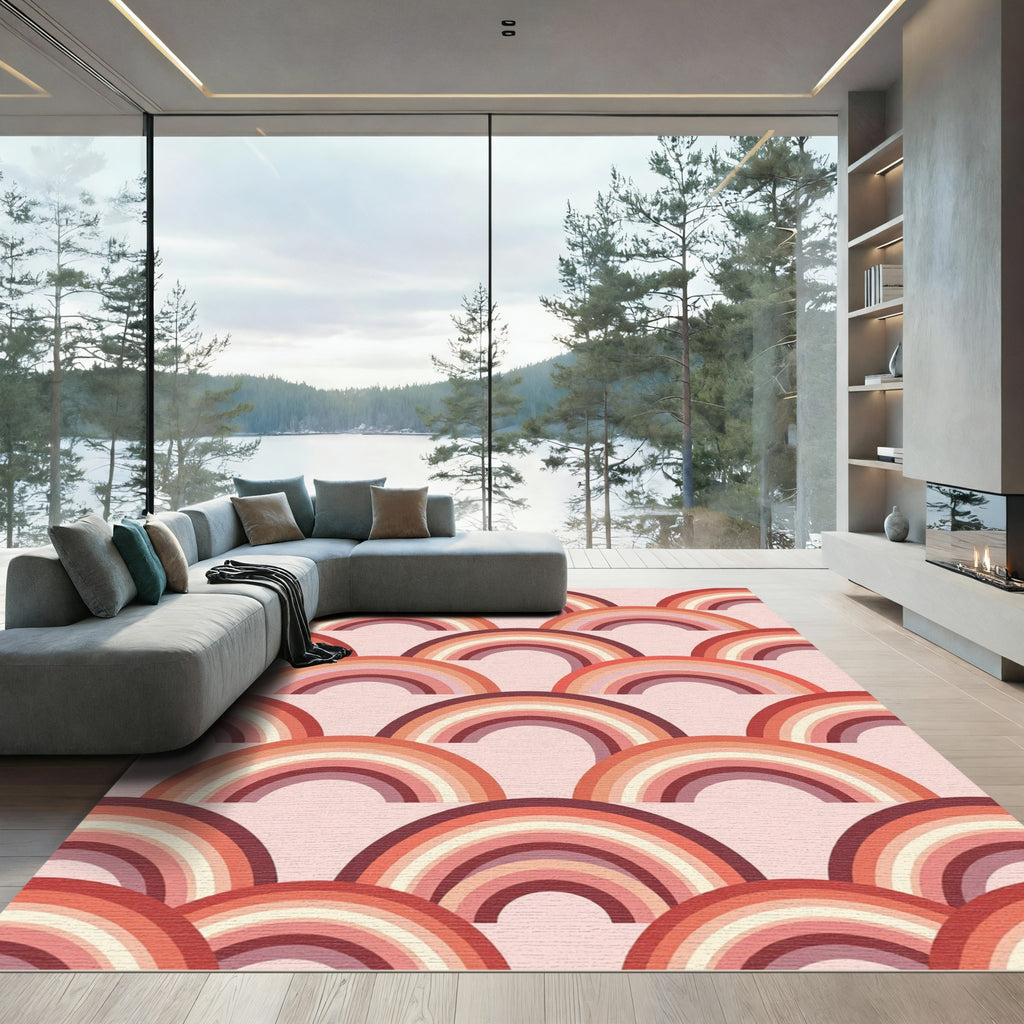 Retro Terra Cotta Rainbow Arch Repeating Rug