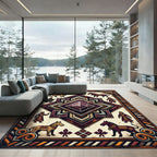 Ancient Emblematic Maroon Geometric Diamond Area Rug