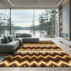 Earthy Chevron Geometric Bronze Abstract Rug