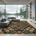Elegant Bronze Quadra Floral Lattice Rug