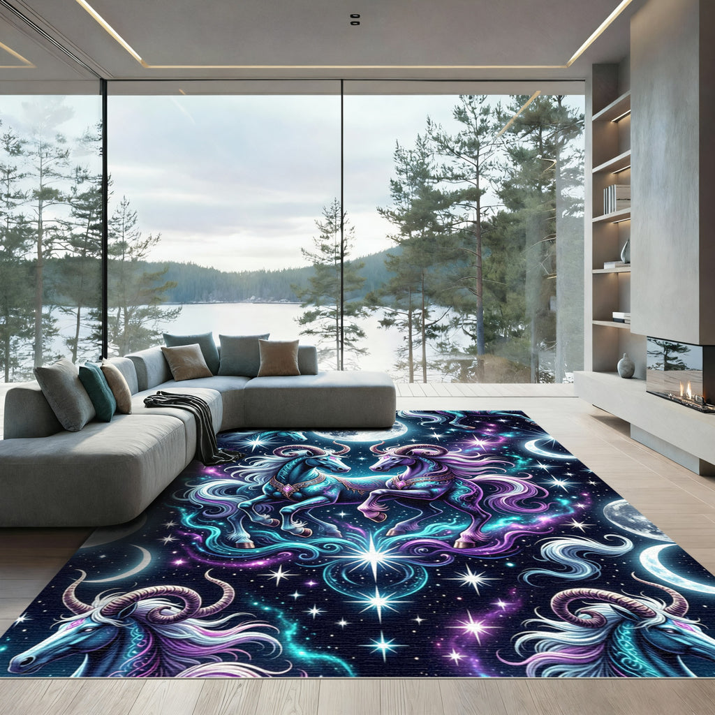 Celestial Cosmic Ram Astral Galaxy Art Rug