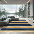 Modern Striped Multicolor Nautical Wood Plank Rug