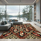 Geometric Earthy Feather Diamond Tile Rug