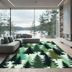Evergreen Forest Silhouette Woodland Rug