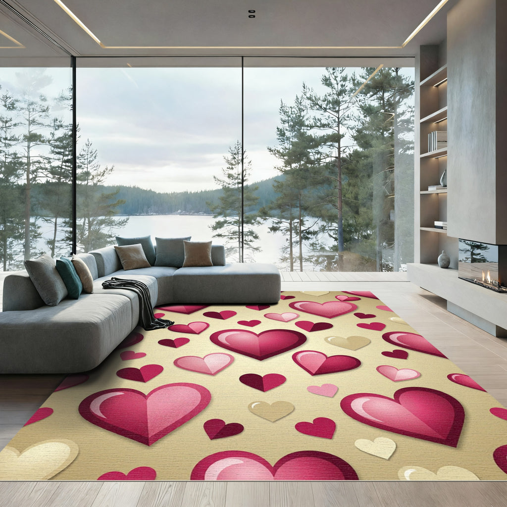 Romantic Pink Heart Gradient Aesthetic Rug