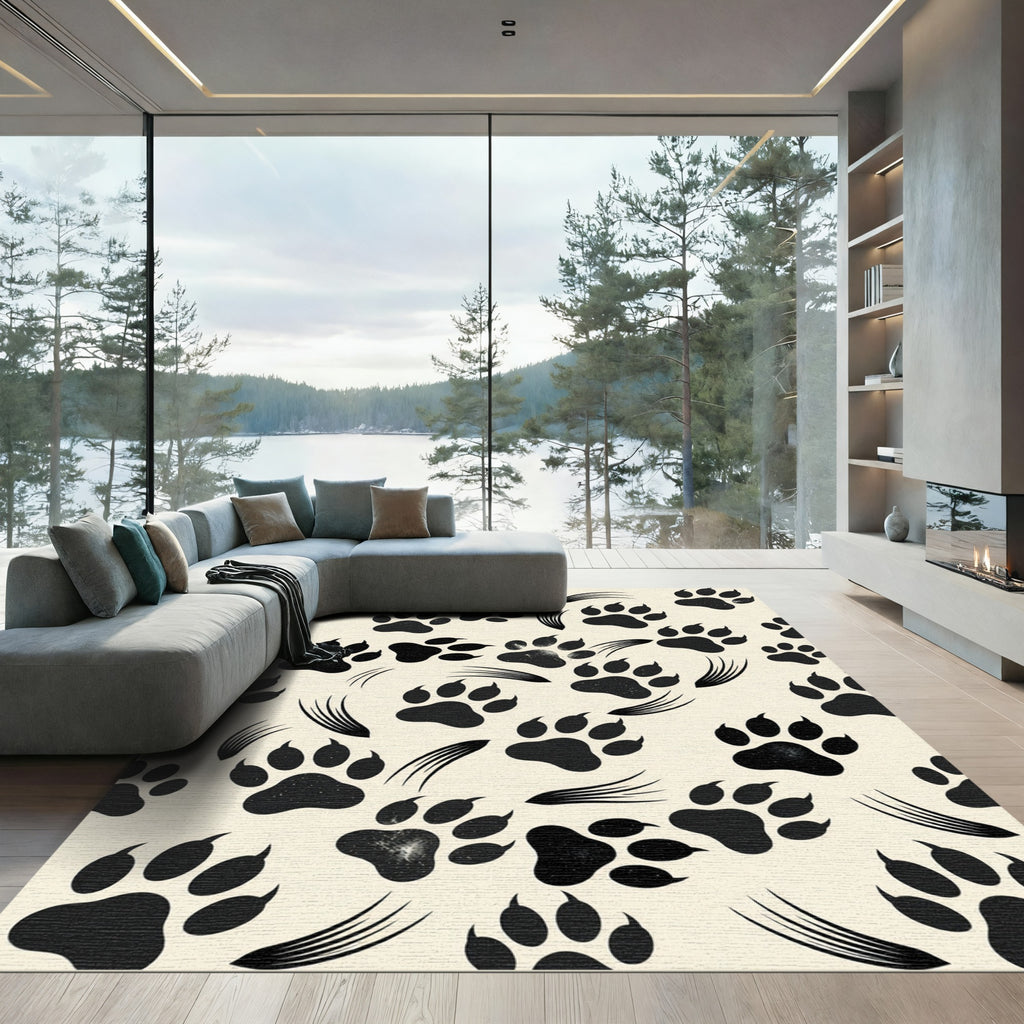 Monochromatic Animal Paw Scratch Accent Rug