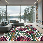 Deep Red Chrysanthemum Bamboo Panorama Rug