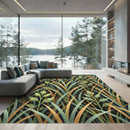Botanical Sage and Ochre Grass Meadow Rug