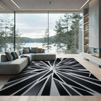 Modern Black and White Shattered Geometric Rug