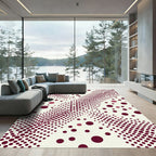 Modern Burgundy Polka Dot Abstract Art Rug