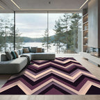 Plum and Cream Chevron Zigzag Layers Rug