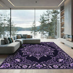 Lavender Floral Medallion Border Rug