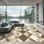 Modern Geometric Taupe Diamond Rug
