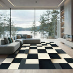 Monochromatic Cubist Checkerboard Wall Decor Rug