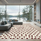Minimalist Dark Maroon Heart Polka Dot Rug