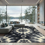 Black Tie Dye Satellite Burst Rug