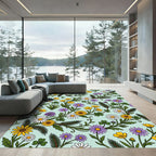Pastel Floral Vines with Daisies and Clovers Rug