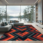 Modern Geometric Chevron Abstract Crimson Rug