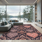 Damask Heart Floral Rococo Dusty Rose Rug
