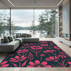Vibrant Pink Floral Meadow Rug