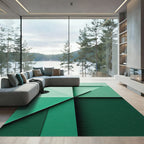 Mint Green Geometric Quadrant Composition Rug