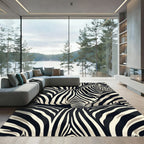 Bold Black White Zebra Stripe Collage Rug
