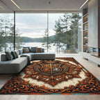 Ornate Copper Royal Crest Medallion Rug