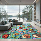 Whimsical Colorful Garden Creature Meadow Rug