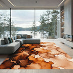 Earthy Umber Abstract Ink Flow Rug