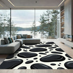 Black Pebble Abstract Spot Rug