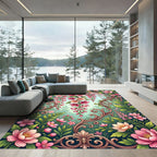 Pink Cherry Blossom Scroll Flourish Rug