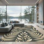 Golden Fern Botanical Foliage Art Rug