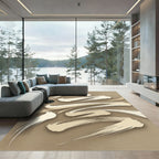 Minimalist Beige Zen Brush Stroke Rug