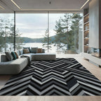 Monochromatic Geometric Chevron Angles Rug