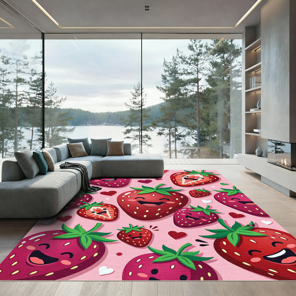 Happy Strawberry Delight Pattern Rug