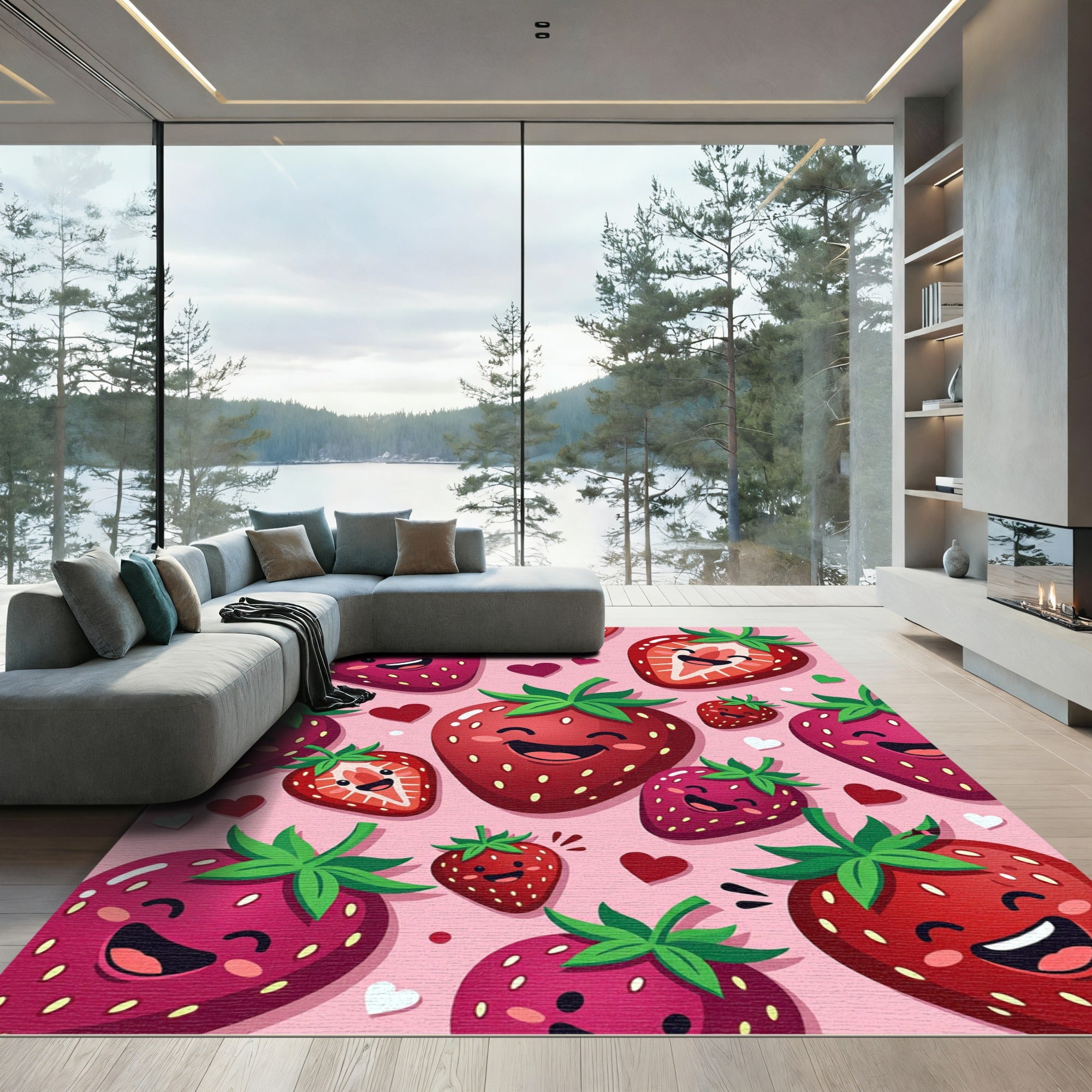 Happy Strawberry Delight Pattern Rug