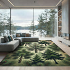 Vintage Evergreen Pine Forest Foliage Rug